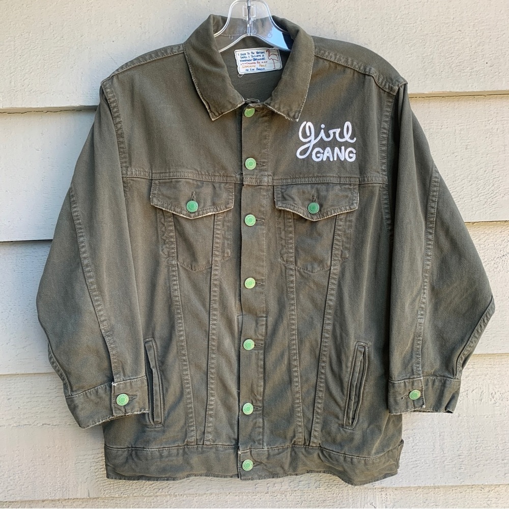 Sandrine Rose The Troublemaker Utility Denim Jacket Army Green Size Medium - Picture 3 of 13